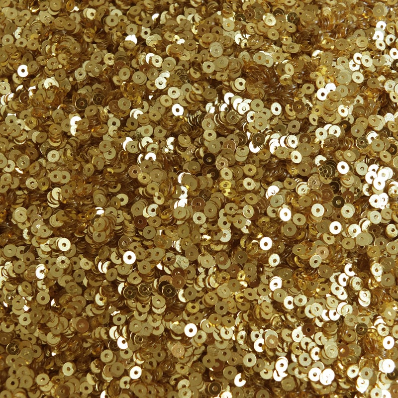 SequinExplosion 3mm Flat Sequins Rich Egyptian Gold Shiny Metallic. Made in USA - Image 1